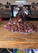 Load image into Gallery viewer, Canadian amethyst cluster with natural hematite cap showing purple crystals and metallic top formation