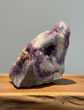 Load image into Gallery viewer, Canadian amethyst with barite inclusions showing deep purple crystals and white mineral formations
