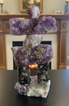 Load image into Gallery viewer, Canadian double-sided amethyst Inukshuk 14cm purple red black colors Diamond Willow Mine Thunder Bay