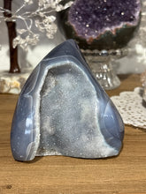 Load image into Gallery viewer, Brazilian Agate Flame – Polished Specimen with Crystal Druzy & Natural Banding