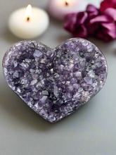 Load image into Gallery viewer, Uruguayan amethyst heart polished elegant gift crystal enthusiast Diamond Willow Thunder Bay