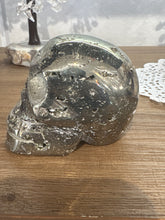 Load image into Gallery viewer, Hand-Carved Pyrite Crystal Skull from Peru