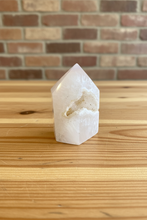 Load image into Gallery viewer, White Agate Point with Mineral Inclusion – Translucent Milky
