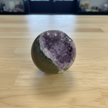 Load image into Gallery viewer, Brazilian hand polished Geode Sphere – Purple Crystal Specimen