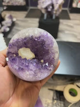 Load and play video in Gallery viewer, Amethyst hand polished geode sphere