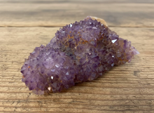 Load image into Gallery viewer, Close-up of Canadian amethyst A-077 showing purple crystals with hematite traces and natural rock elements