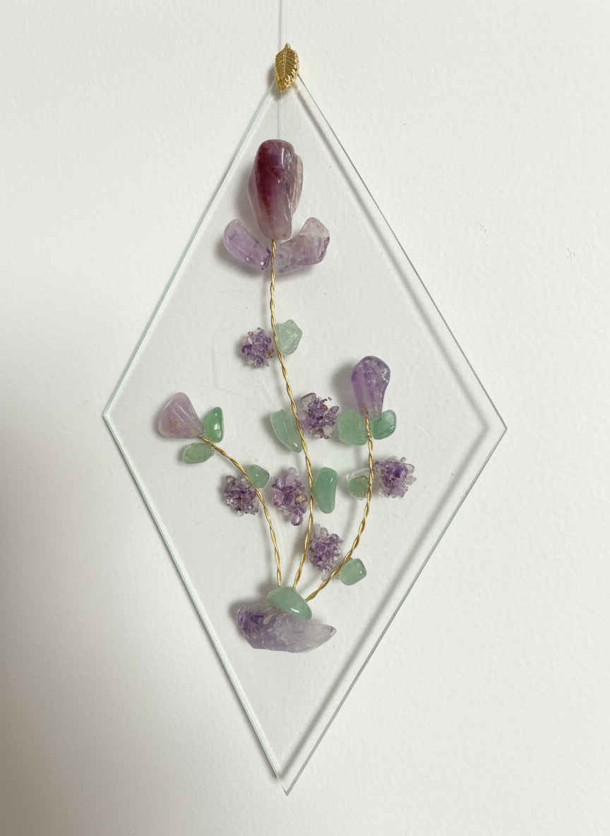 Canadian amethyst suncatcher 17cm locally sourced calming healing properties Diamond Willow Thunder Bay