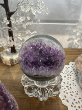 Load image into Gallery viewer, Brazilian Amethyst Geode Sphere – Hand-Polished Purple Crystal Specimen
