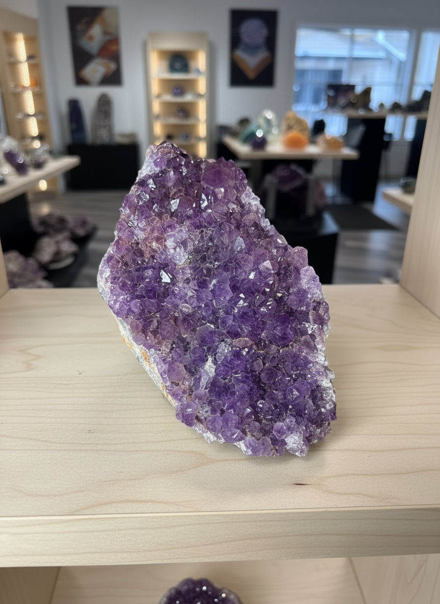 Purple Thunder Bay amethyst display specimen 17cm, two-sided crystal from Diamond Willow Mine
