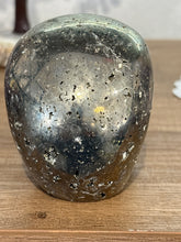 Load image into Gallery viewer, Hand-Carved Pyrite Skull from Peru – Metallic Crystal Specimen
