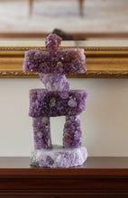 Load image into Gallery viewer, Reverse side of Canadian amethyst Inukshuk showing vibrant purple and red gemstone Thunder Bay Ontario
