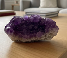 Load image into Gallery viewer, Natural Canadian amethyst with hematite inclusions showing purple crystals and metallic mineral deposits

