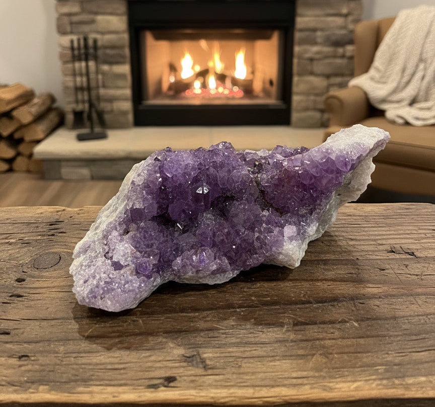 Unique shaped Thunder Bay amethyst crystal display specimen, hand-dug at Diamond Willow Mine, Canada
