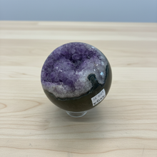 Load image into Gallery viewer, Brazilian hand polished Geode Sphere – Purple Crystal Specimen

