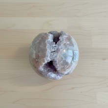 Load image into Gallery viewer, Brazilian Rainbow Amethyst Geode Sphere – Hand-Polished Crystal Specimen

