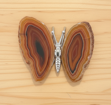 Load image into Gallery viewer, Brazilian Agate Butterfly Specimen – Warm Earth Tones with Layered Banding
