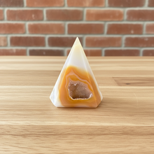 Load image into Gallery viewer, Agate Pendulum with Orange Banding and Druzy Crystal Window
