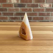 Load image into Gallery viewer, Agate Pendulum with Orange Banding and Druzy Crystal Window
