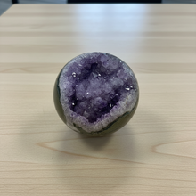 Load image into Gallery viewer, Brazilian hand polished Geode Sphere – Purple Crystal Specimen
