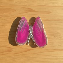 Load image into Gallery viewer, Brazilian Agate Butterfly Specimen – Vibrant Hot Pink &amp; Magenta Wings
