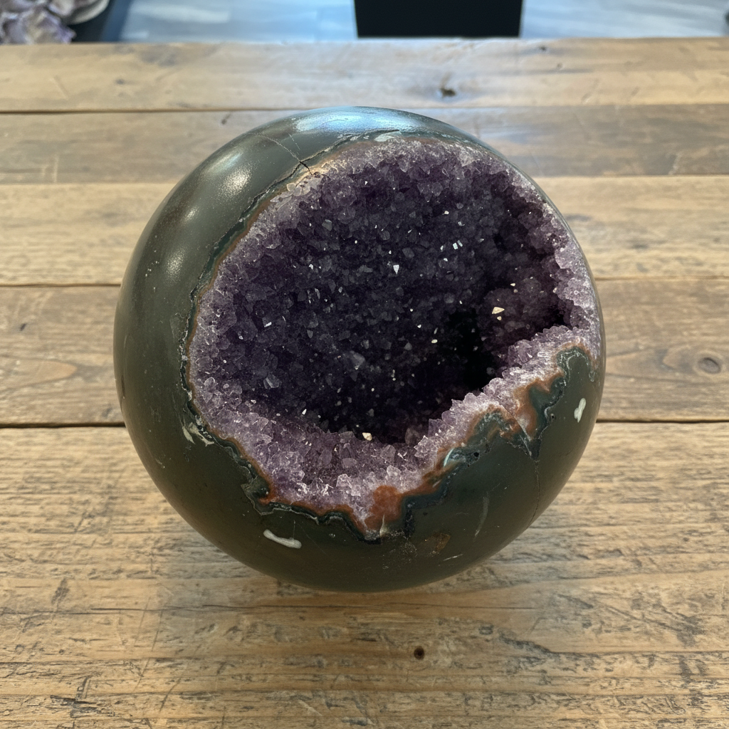 Diamond Vs Geode Thunder Bay Amethyst Geode Sphere | Hand-Polished Dual Cavity Specimen ...