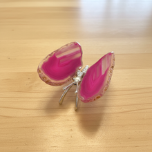 Load image into Gallery viewer, Brazilian Agate Butterfly Specimen – Vibrant Hot Pink &amp; Magenta Wings
