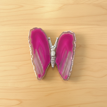 Load image into Gallery viewer, Brazilian Agate Butterfly Specimen – Vibrant Hot Pink &amp; Magenta Wings
