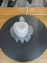 Load and play video in Gallery viewer, Brazilian Druzy Agate Turtle Carving with Grey Banding
