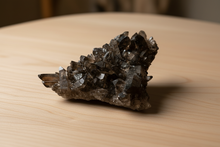 Load image into Gallery viewer, Brazilian Smokey Quartz crystal cluster side view showing layered crystal formation and natural smoky coloring, hand-selected mineral specimen
